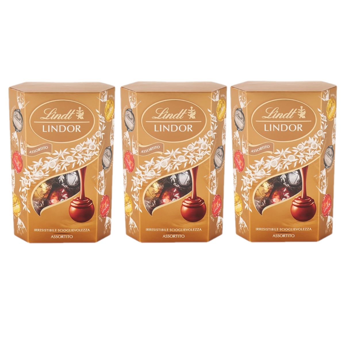 LINDOR Assorted Cornet 200g – Pralinen aus Milch-, Zartbitter- und weißer Schokolade mit einem weichen und cremigen Kern – 3 Stück