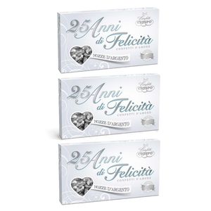 Crispo Confetti 25 Jahre Glück natürliches Mandeldragee Silber 500 Gr. ( Shelf Life 26/05/2025 )_0