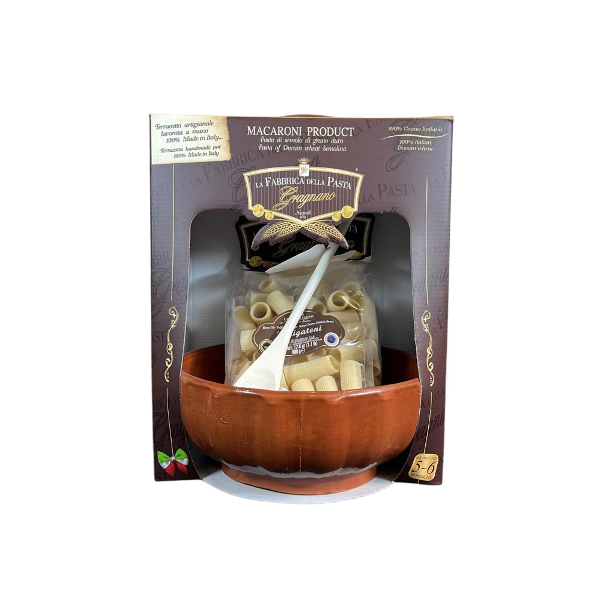 The Gragnano Pasta Factory, Grandma's Coccio – Coffret cadeau avec pot en céramique, pâtes artisanales et cuillère en bois
