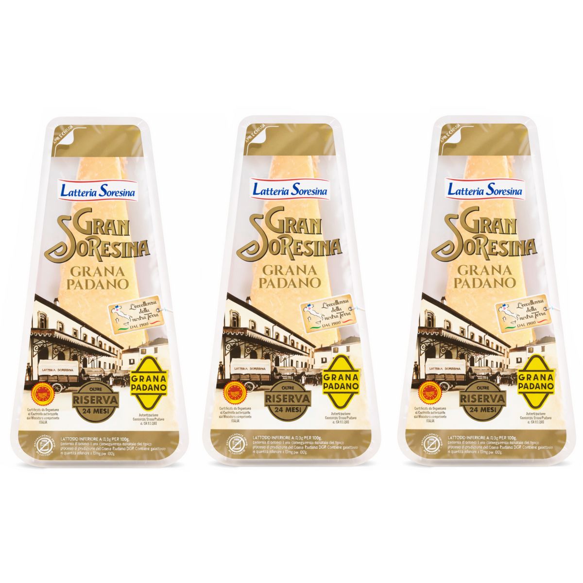 Latteria Soresina Grana Padano DOP Riserva Over 24 Months 250g - 3 Pieces