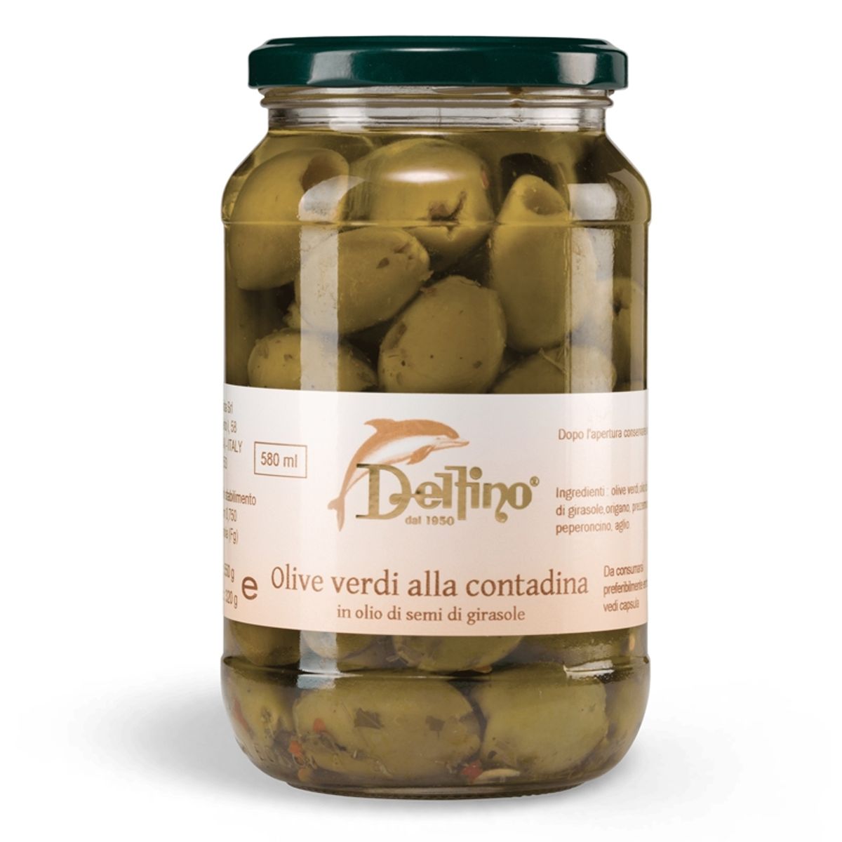 Delfino Battista Grüne Oliven nach bäuerlicher Art 560 Gr.