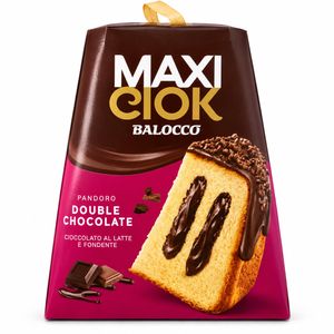 Balocco Pandoro MaxiCiok Double Chocolate 800 g – Pandoro Italien Fourré au Chocolat Noir et Décoré de Chocolat au Lait