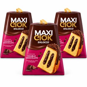 Balocco Pandoro MaxiCiok Double Chocolate 800 g – Pandoro Italien Fourré au Chocolat Noir et Décoré de Chocolat au Lait_0