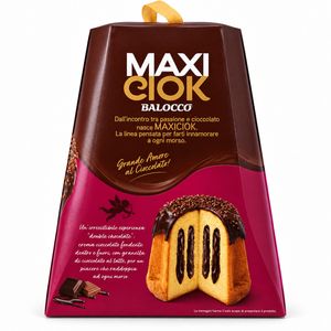 Balocco Pandoro MaxiCiok Double Chocolate 800 g – Pandoro Italien Fourré au Chocolat Noir et Décoré de Chocolat au Lait_1