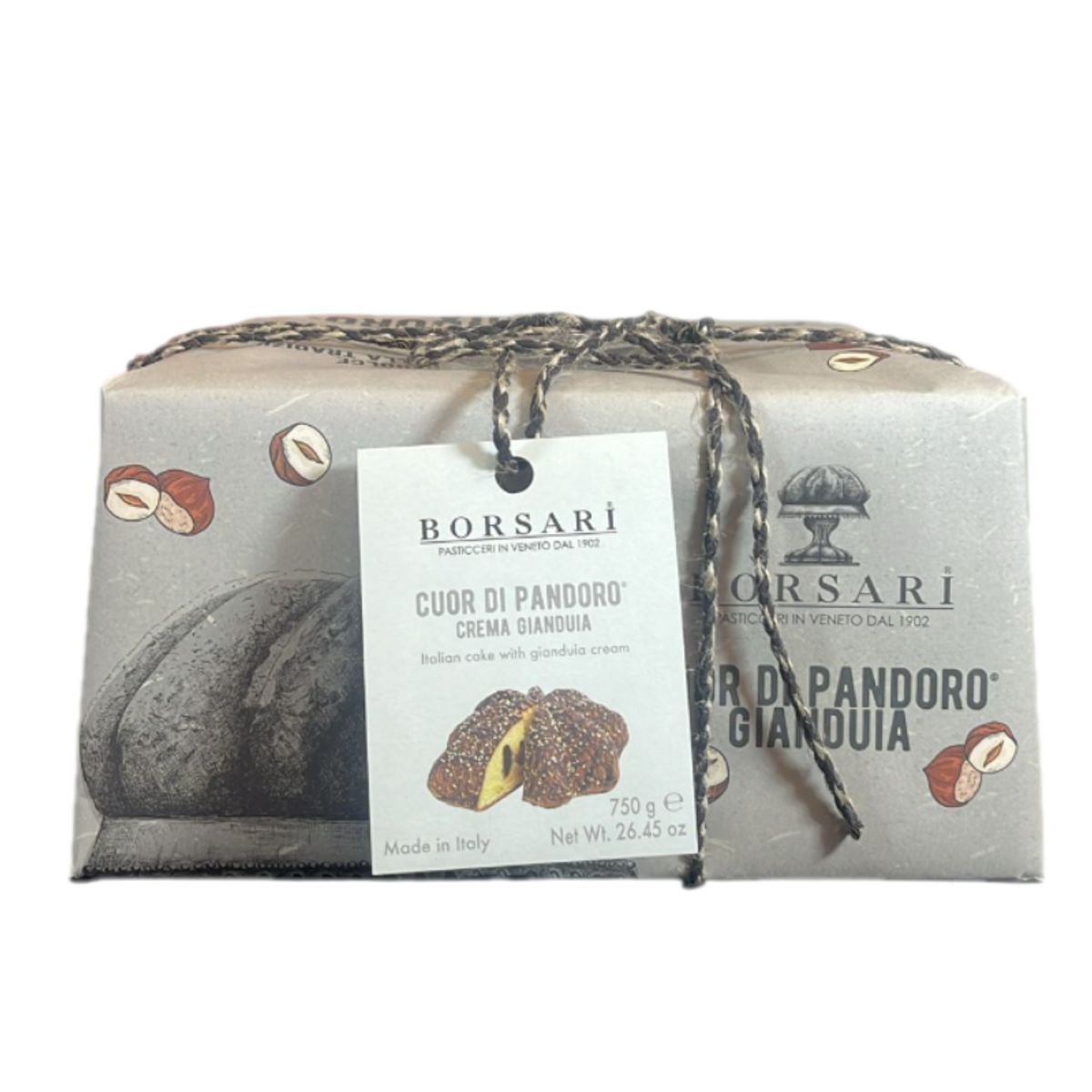 Borsari Cuor di Pandoro with Gianduia Cream 750g – Artisanal Italian Cake with a Soft and Delicious Heart