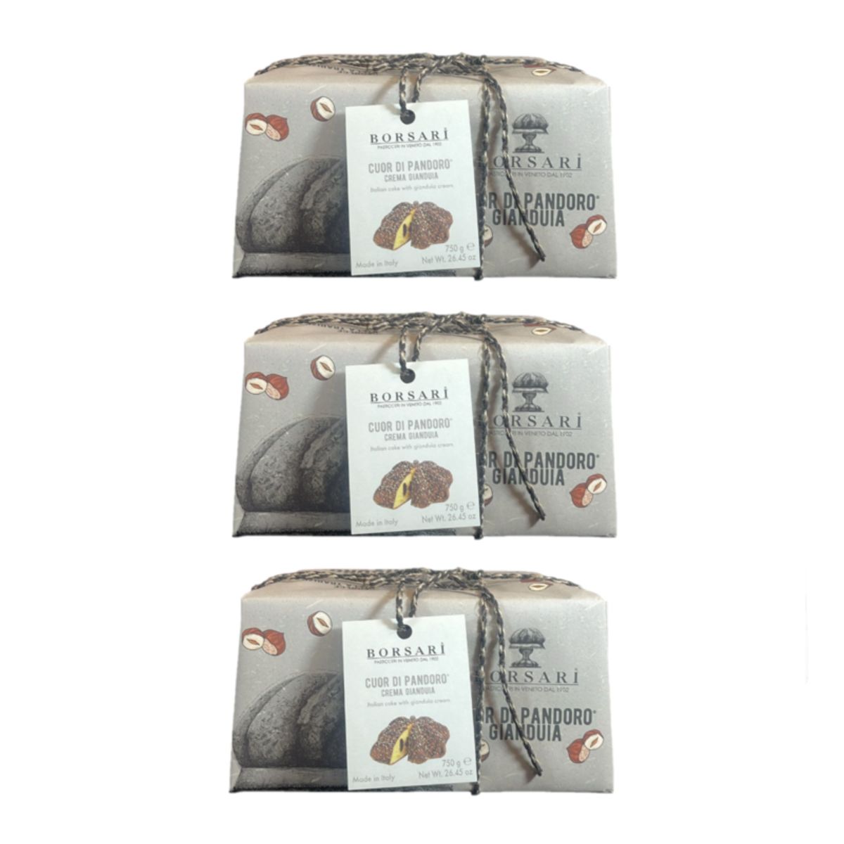 Borsari Cuor di Pandoro with Gianduia Cream 750g – Artisanal Italian Cake with a Soft and Delicious Heart