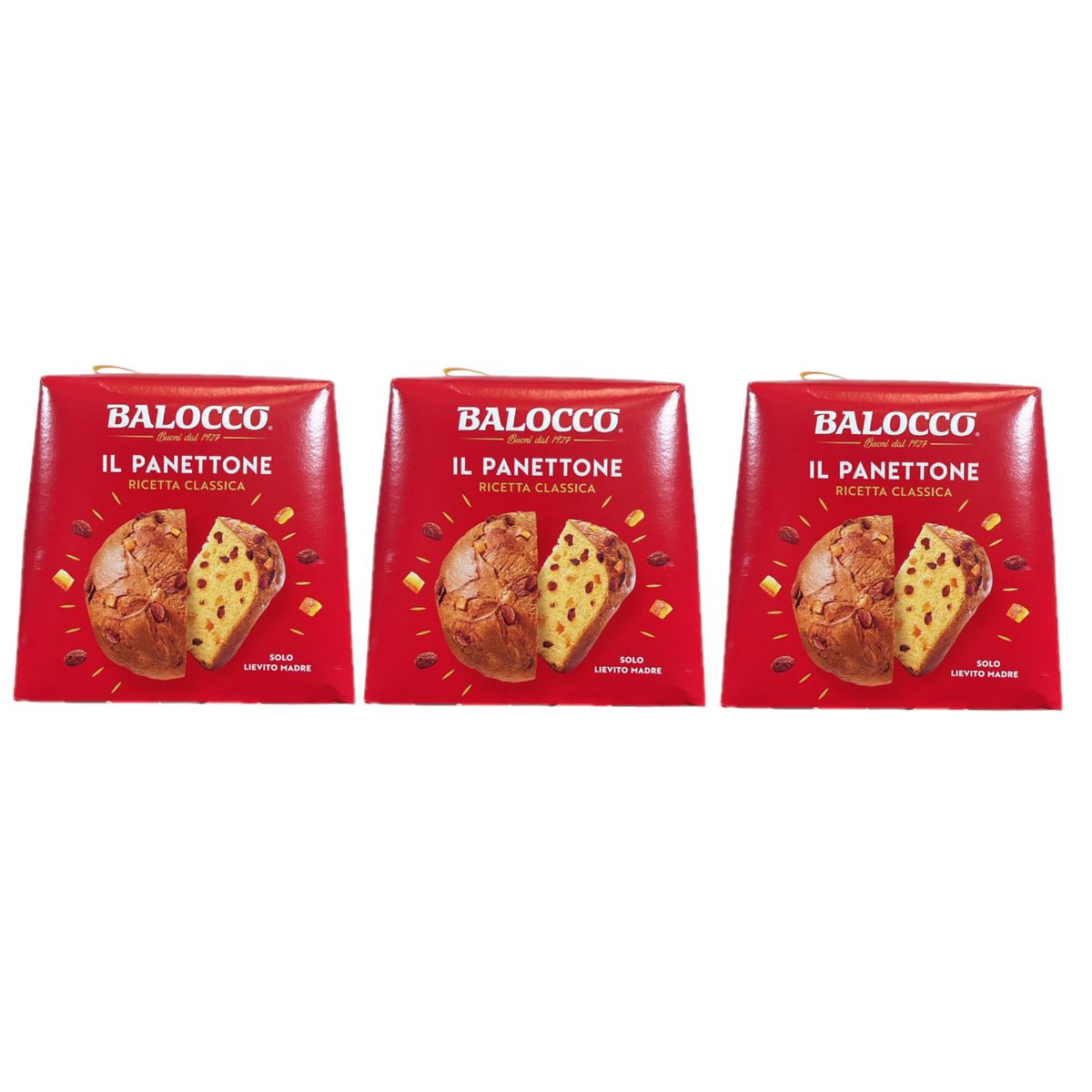 Balocco Panettone 750g – Traditional Milanese Cake with Raisins and Candied Orange Peel – 3 Pieces