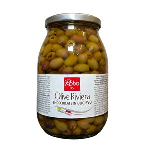 Robo Riviera Pitted Olives in Extra Virgin Olive Oil 950 g – Selected Olives in EVO Oil