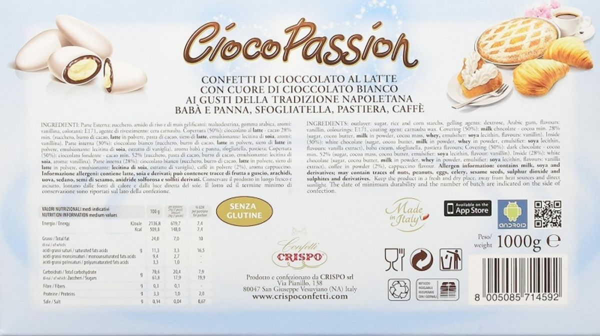 Crispo confettis ciocopassion tradition napolitaine 1 kg