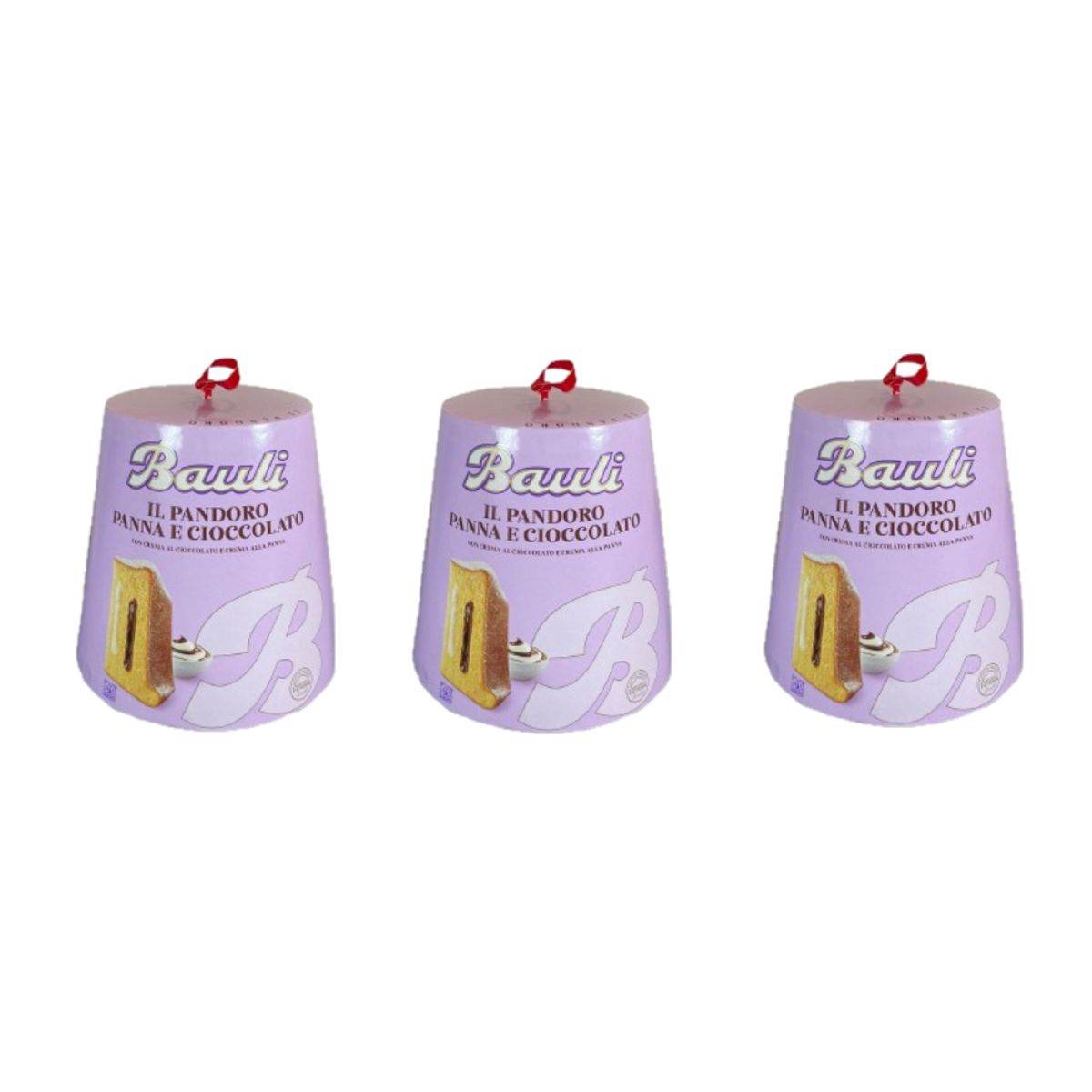 Bauli Pandoro Panna e Cioccolato 750g – Gâteau de Noël fourré au chocolat et à la crème doublement crémeux, levain naturel et tradition italienne - 3 pièces