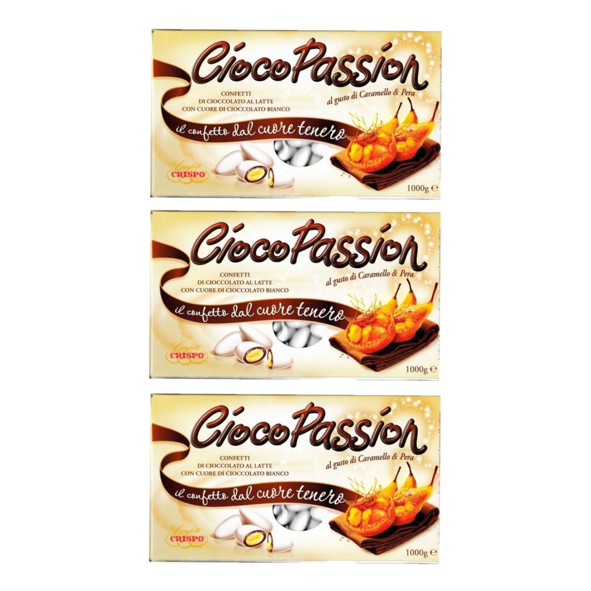 Crispo Confetti CiocoPassion Karamell und Birnen 1 kg. 3 Stück