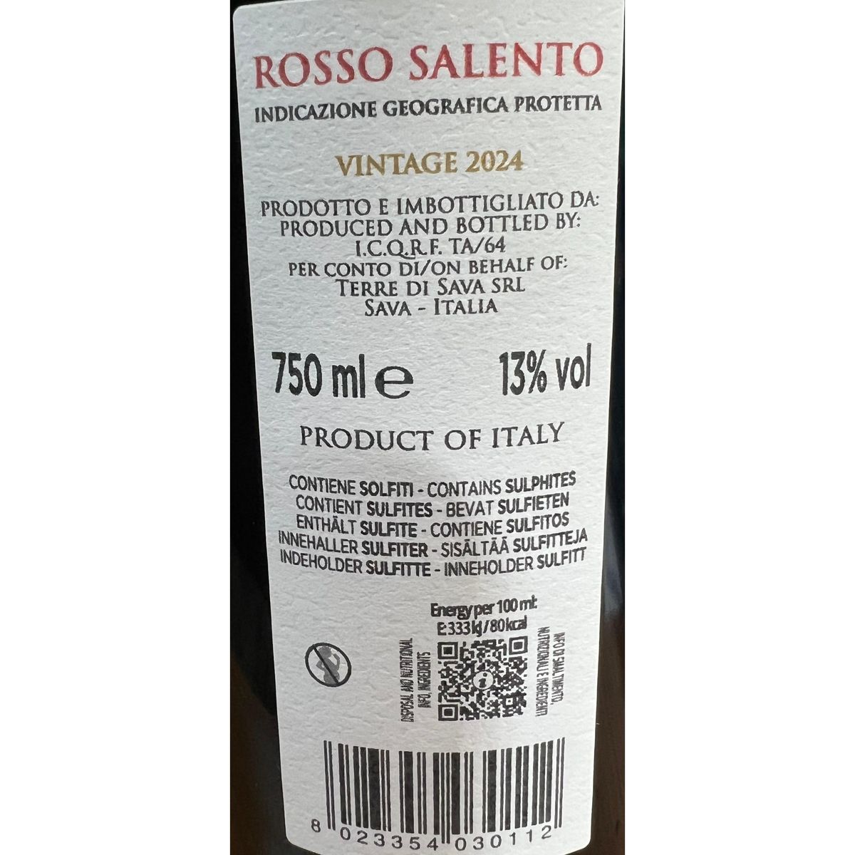 Notte Rossa Rosso Salento IGP 750 ml