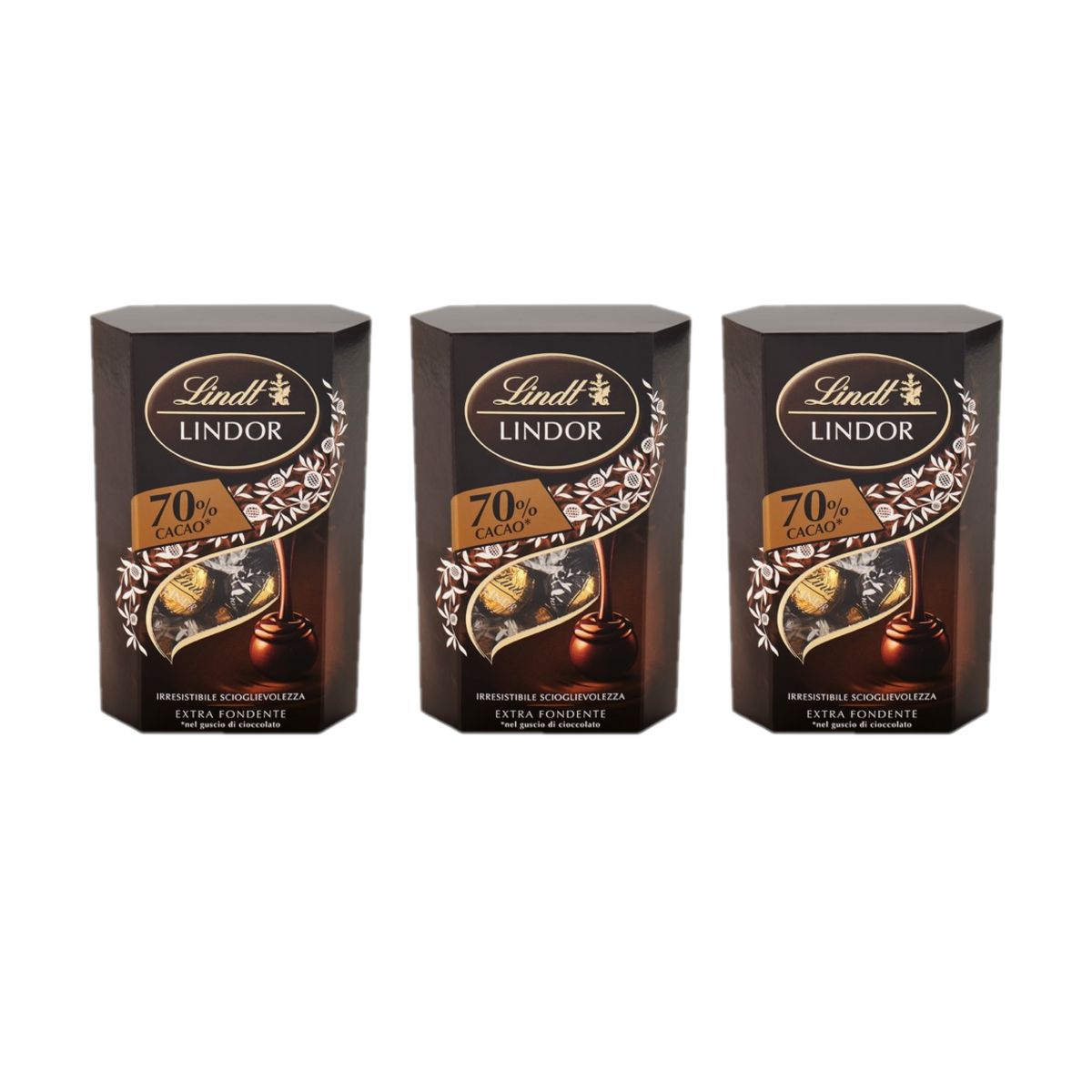 LINDOR Cornet 60% Cocoa 200g – Dark Chocolate Pralines with a Soft Heart, Pure Swiss Temptation - 3 Pieces