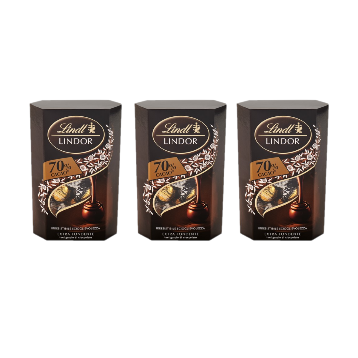LINDOR Cornet 60% Kakao 200g – Zartbitterschokoladenpralinen mit weichem Herzen, pure Schweizer Versuchung – 3 Stück
