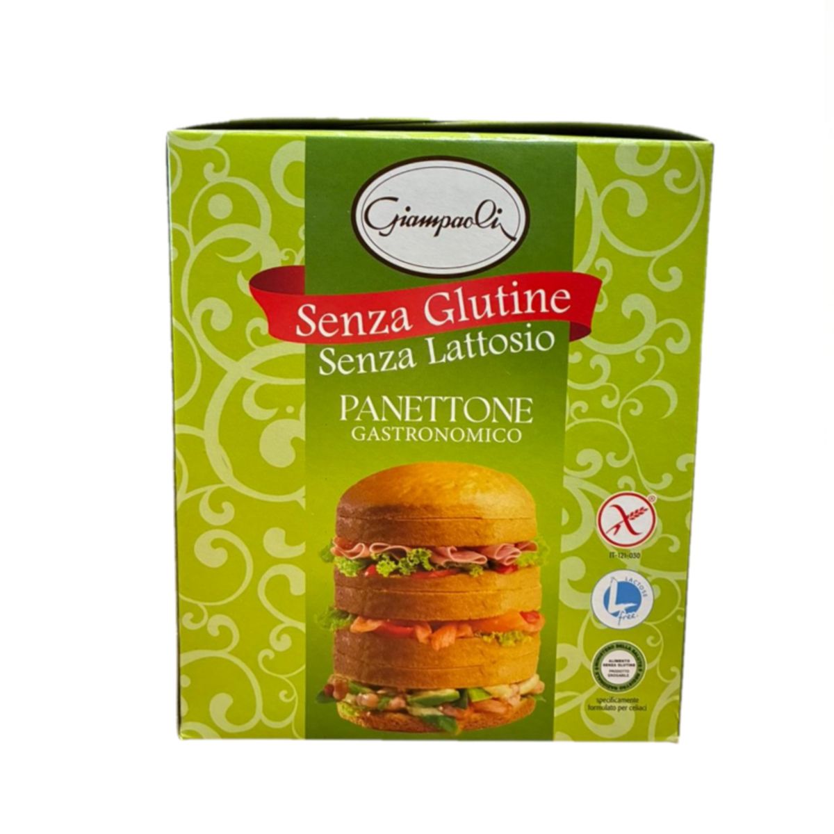 Panettone gourmand sans gluten et sans lactose Giampaoli – Idéal pour les garnitures salées, spécialement conçu pour les personnes cœliaques