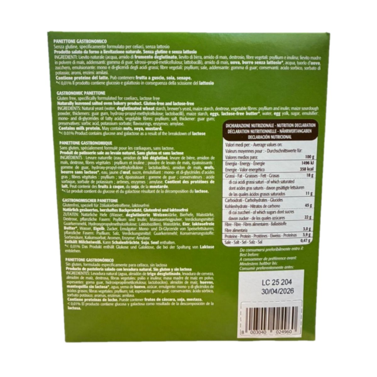 Panettone gourmand sans gluten et sans lactose Giampaoli – Idéal pour les garnitures salées, spécialement conçu pour les personnes cœliaques