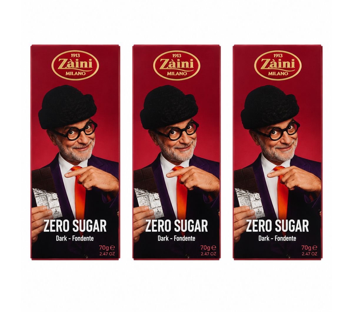 Zaini Zero Sugar Dark Chocolate 70g Sugar-Free - 3 pieces