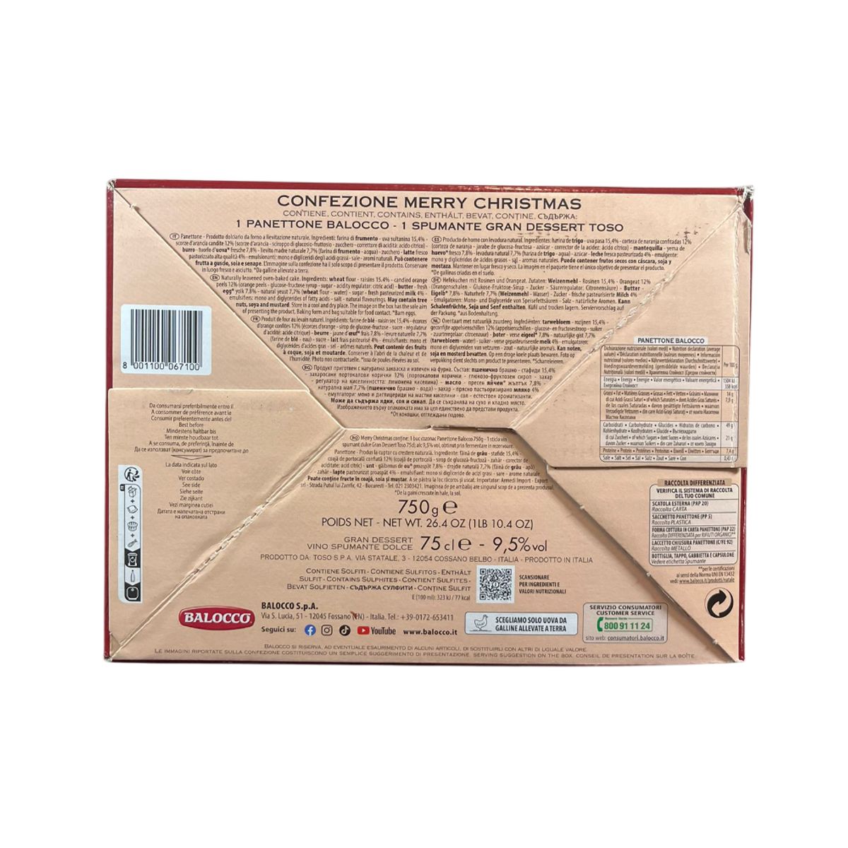Balocco Panettone “Feliz Navidad” y Gran Postre Toso 750 g