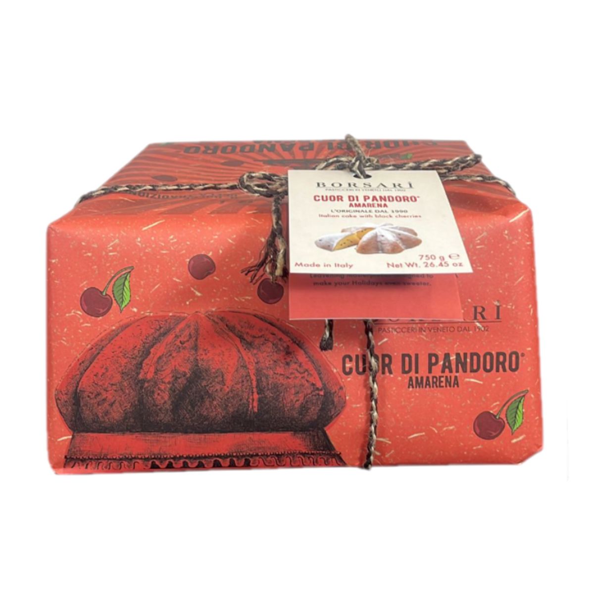 Borsari Cuor di Pandoro Amarena 750g – Artisanal Cake with Candied Cherries, Soft and Fragrant Made in Italy