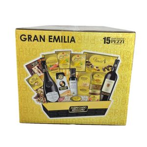 Le Cadeau Gran Emilia Gift Hamper – Gourmet Selection with Parmigiano Reggiano, Lambrusco, Sangiovese & Emilia Specialties – 15 Pieces of Italian Excellence_1