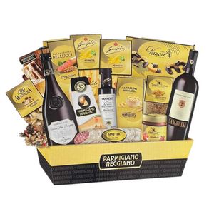 Le Cadeau Gran Emilia Gift Hamper – Gourmet Selection with Parmigiano Reggiano, Lambrusco, Sangiovese & Emilia Specialties – 15 Pieces of Italian Excellence
