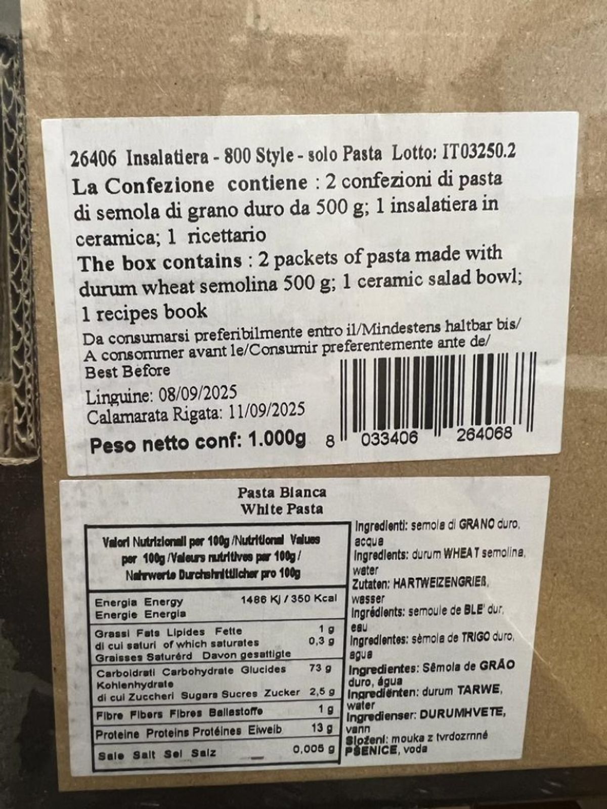 la Fabbrica della Pasta di Gragnano "Confezione regalo 800 Style insalatiera e pasta" Pasta di Gragnano IGP