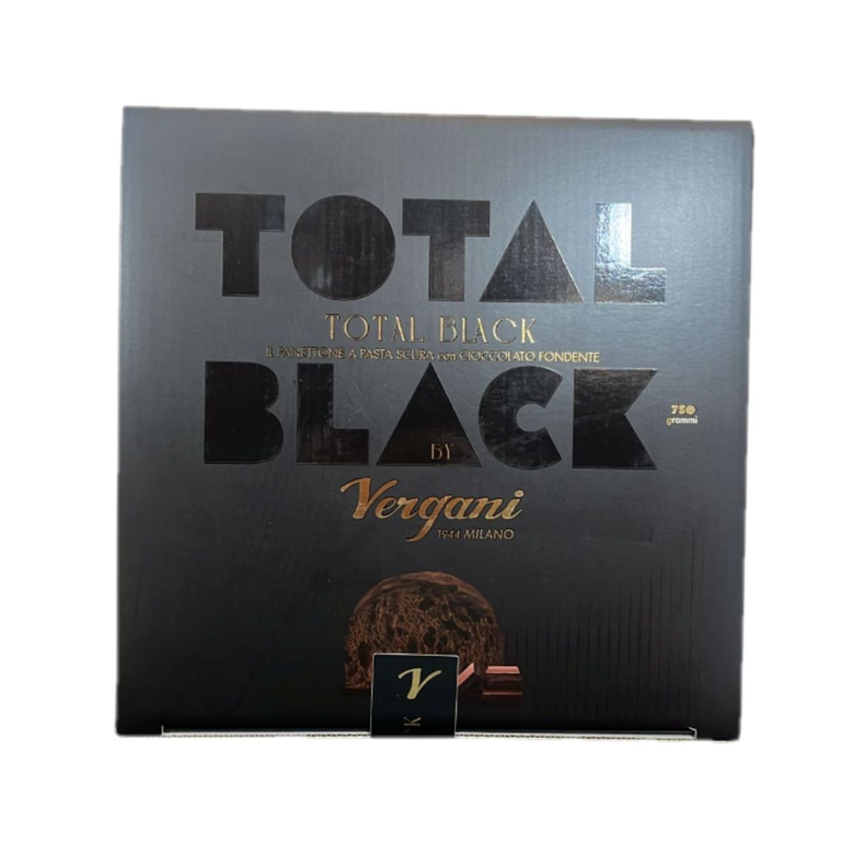 Vergani Total Black Panettone 750g – Dark-pastry panettone with dark chocolate | Elegance and intense flavor, Made in Italy