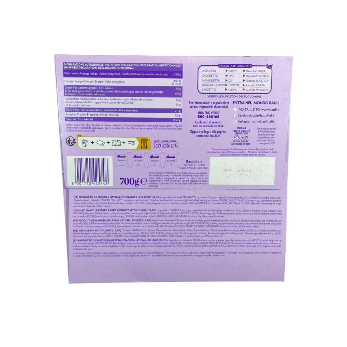 Fromage bavarois Bauli 700g