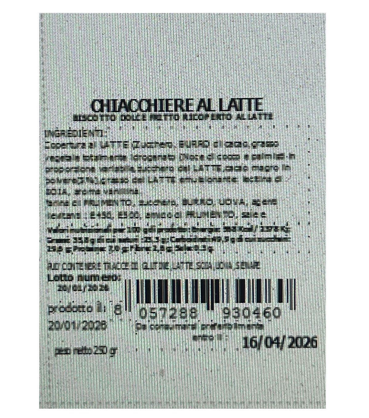Antico Forno Chiacchiere Cioccolato Al Latte 250 Gr
