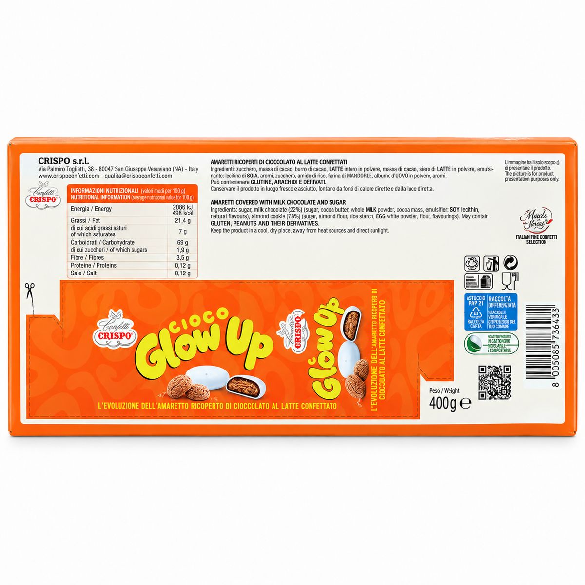 Crispo Cioco Glow Up Chocolate Amaretti 400g