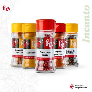 Fantasia Napoletana Box Natalizio “Incanto” – Selezione di Spezie Pregiate: Chiodi di Garofano, Cannella, Paprika, Curcuma e Pepe Rosa