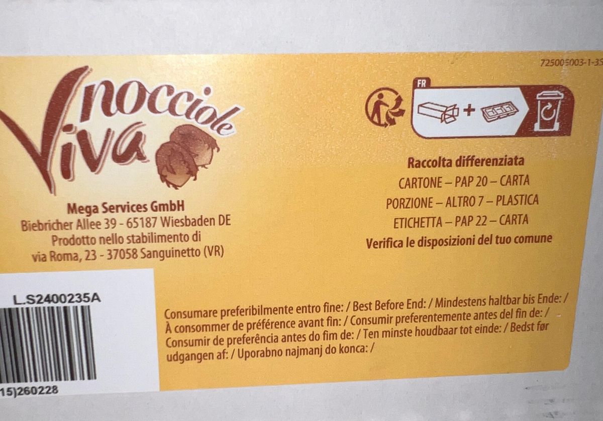 Crema Untable Viva Nocciole 7% Avellanas 120 piezas 18 Gr.