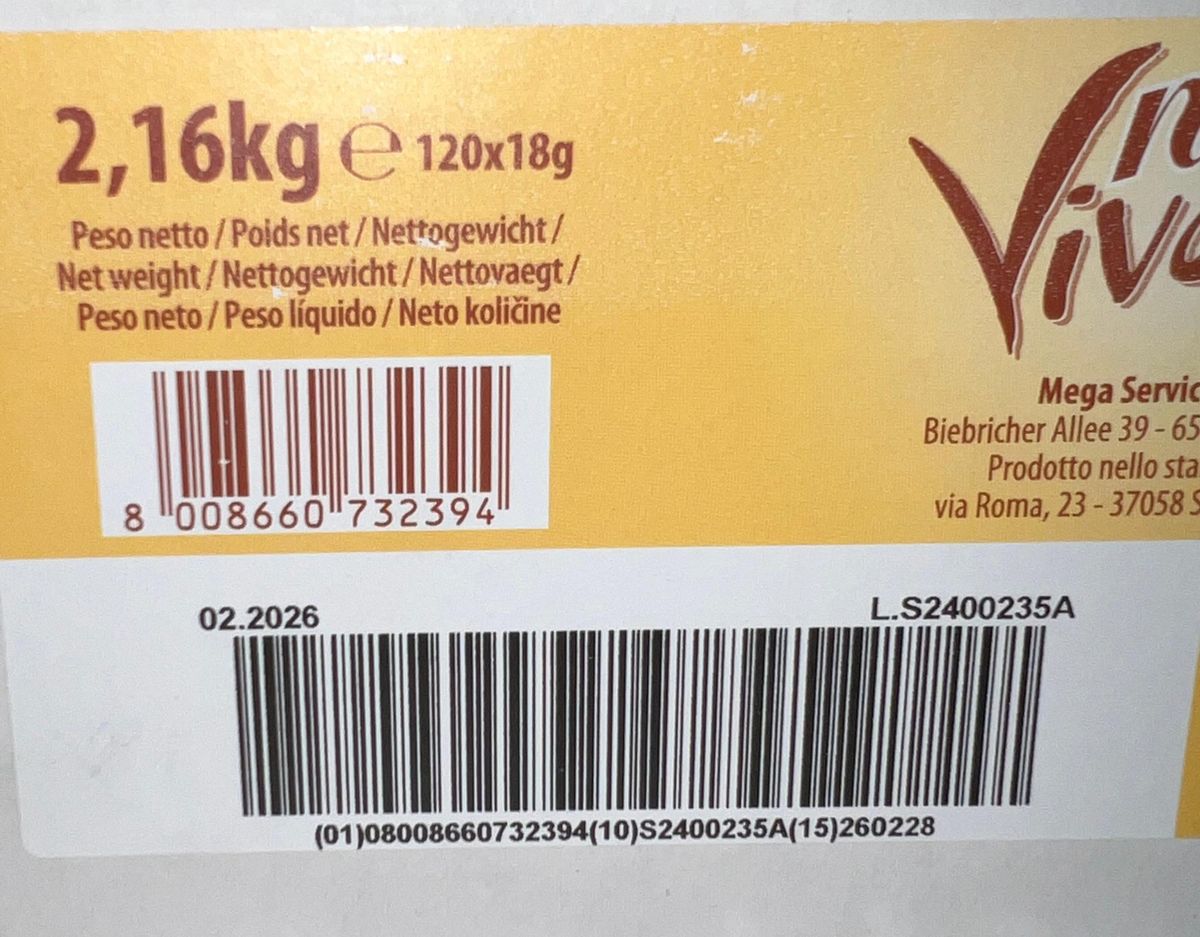 Crema Untable Viva Nocciole 7% Avellanas 120 piezas 18 Gr.