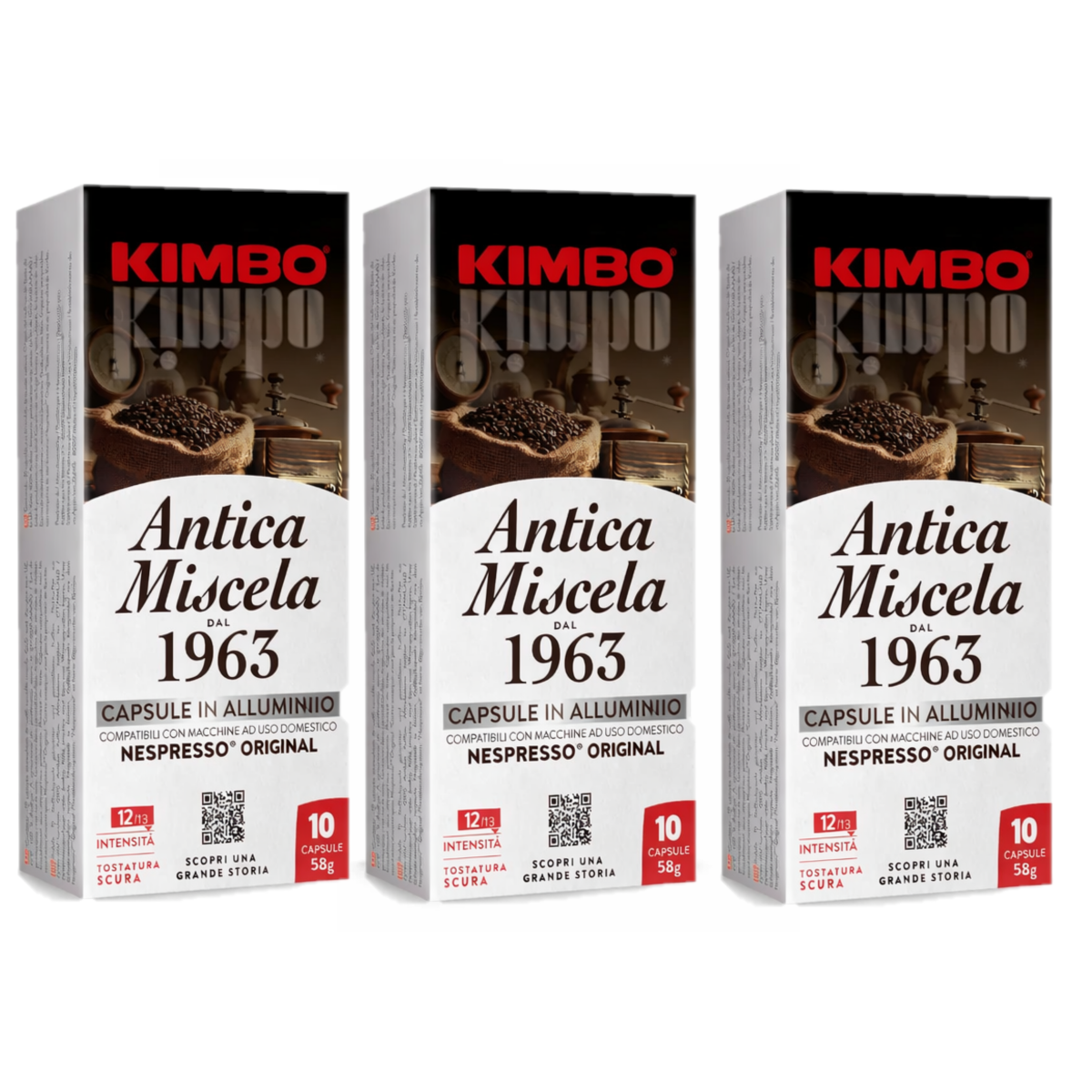 Kimbo 10 Kapseln kompatibel mit Nespresso Maschinen Antica Miscela - 3 Stück