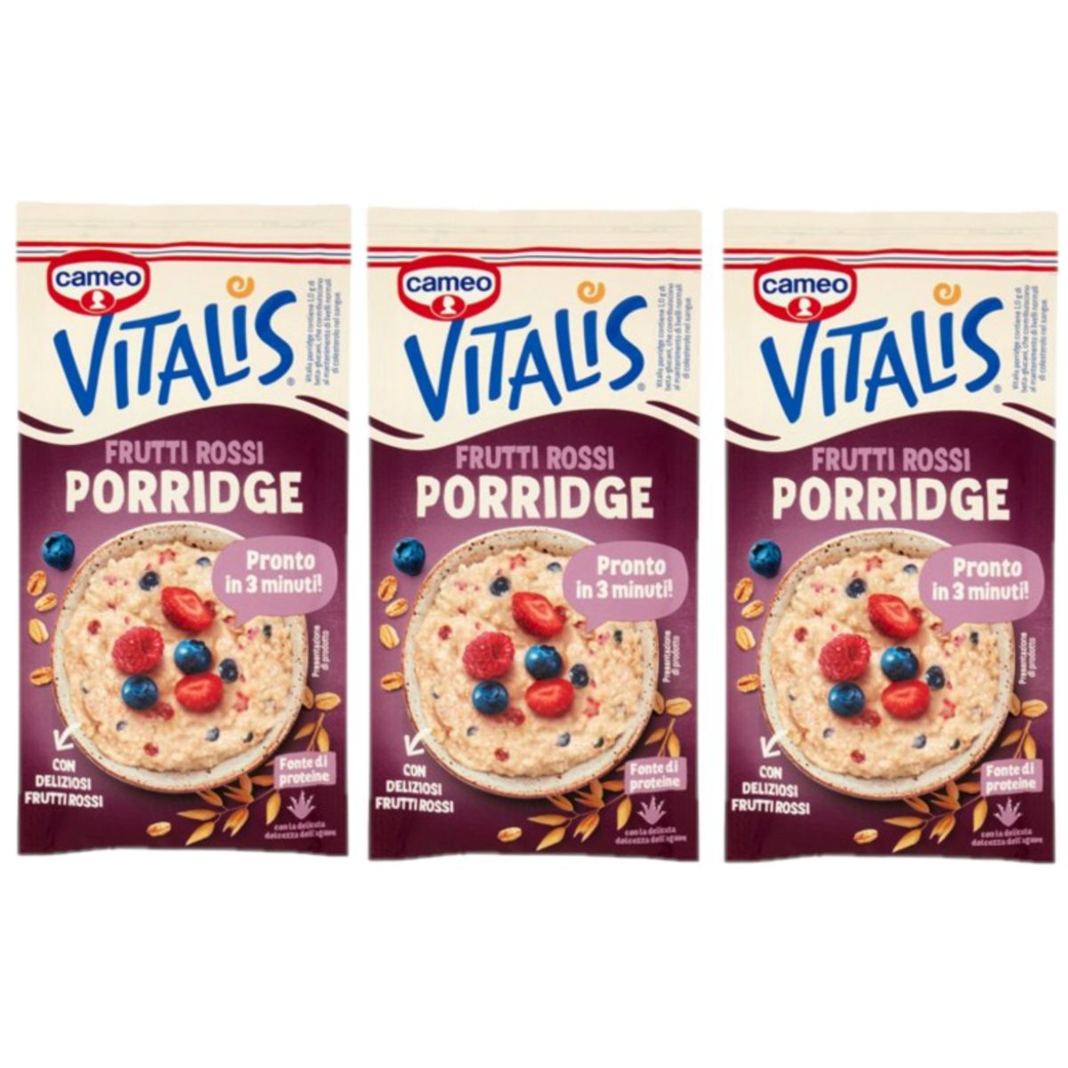 Cameo Vitalis Porridge Frutti Rossi 56 Gr	 - 3 Pezzi
