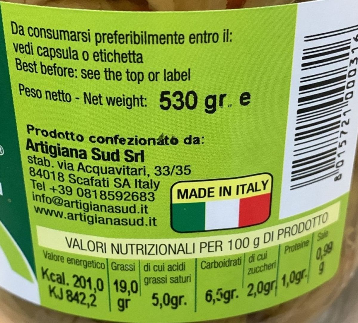 Artigiana Sud Eggplant fillets in oil 530 Gr.