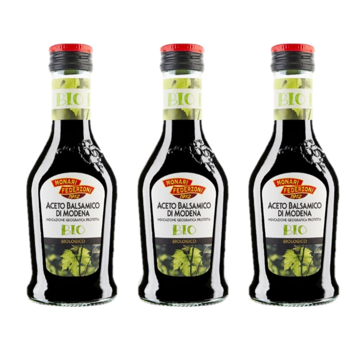 Monari Federzioni Organic Balsamic Vinegar of Modena PGI 250 ml - 3 Pieces