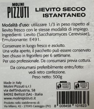 Levure sèche instantanée Molini Pizzuti 500 gr._1