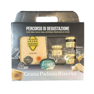 Ferrari Grana Padano Riserva mit Ausgewählten Honigen 600g | Gourmet Degustationsset – Über 20 Monate Gereift