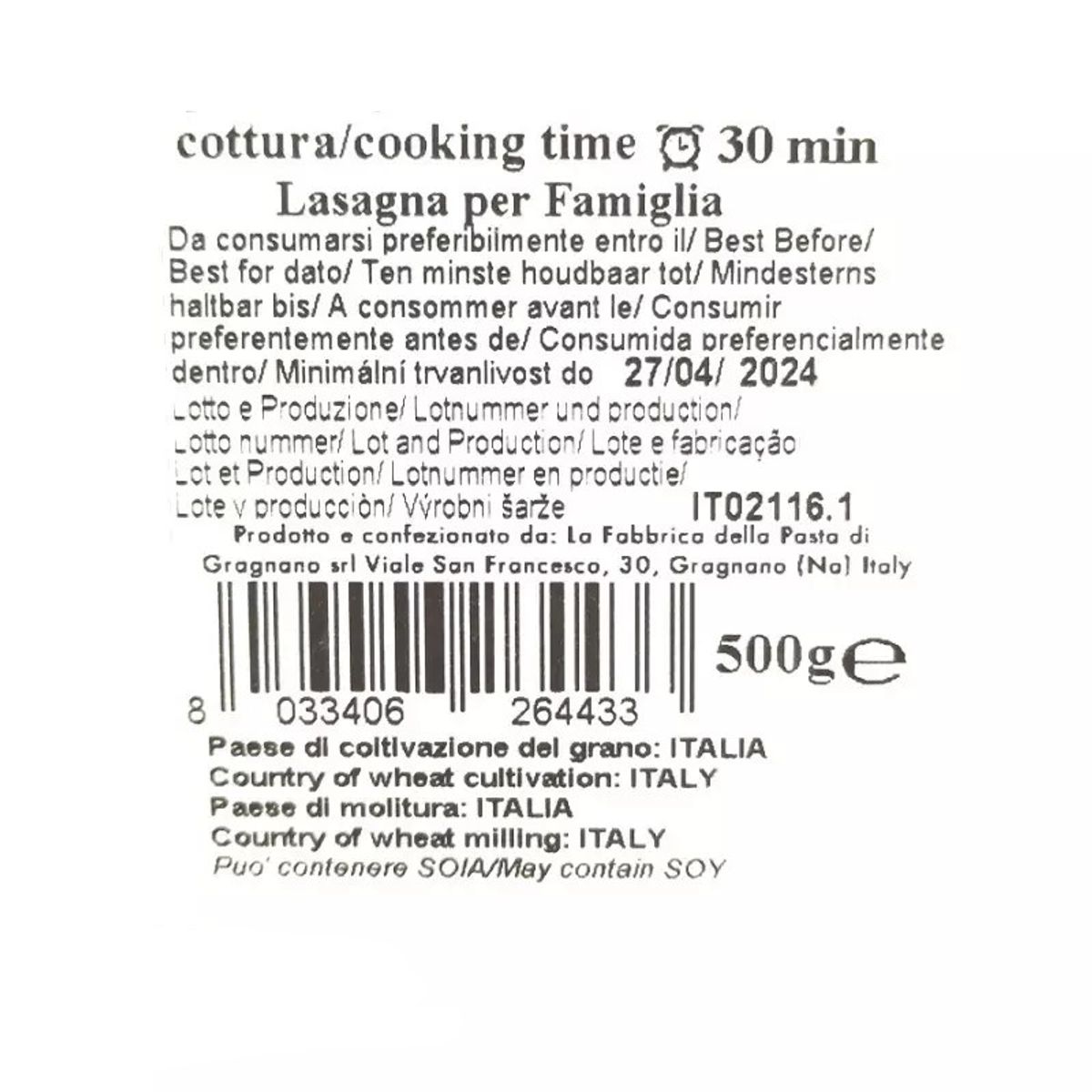 La Fabbrica della Pasta di Gragnano "Lasagna for Family" 500 Gr.