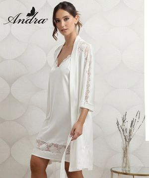 Completo Camicia da Notte Spalla Stretta + Vestaglietta Andra Composé