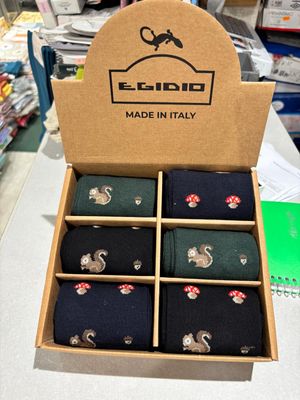 Calze Egidio lunghe in caldo cotone a fantasia - Box da 6 paia_0