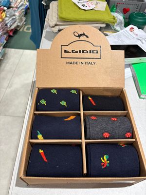 Calze Egidio lunghe in caldo cotone a fantasia - Box da 6 paia