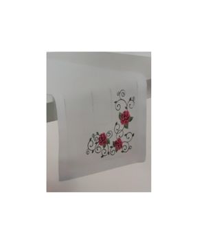 Preziosa home RUNNER art. Rose Ricamato con intaglio orlo a giorno - 45x120 cm