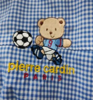 Pierre Cardin Grembiule bimbo quadretti cielo con bottoni  art PRD503_0