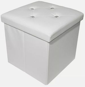 Pouf Quadrato in Ecopelle con Dettagli Swarovski