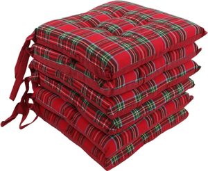 Set 6 Cuscini Sedia con Laccio Tartan 