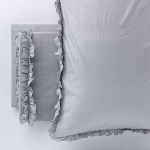 Riviera - Completo Letto In Madapolam Stampato Nives GRIGIO PERLA MATRIMONIALE_0