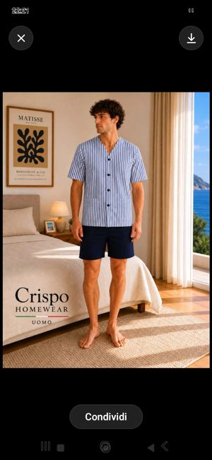Pigiama Corto Uomo Aperto Davanti di Crispo Art. Aperto Makò