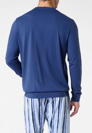 Pigiama Lungo Girocollo Denim e Fantasia Righe di Perofil_0